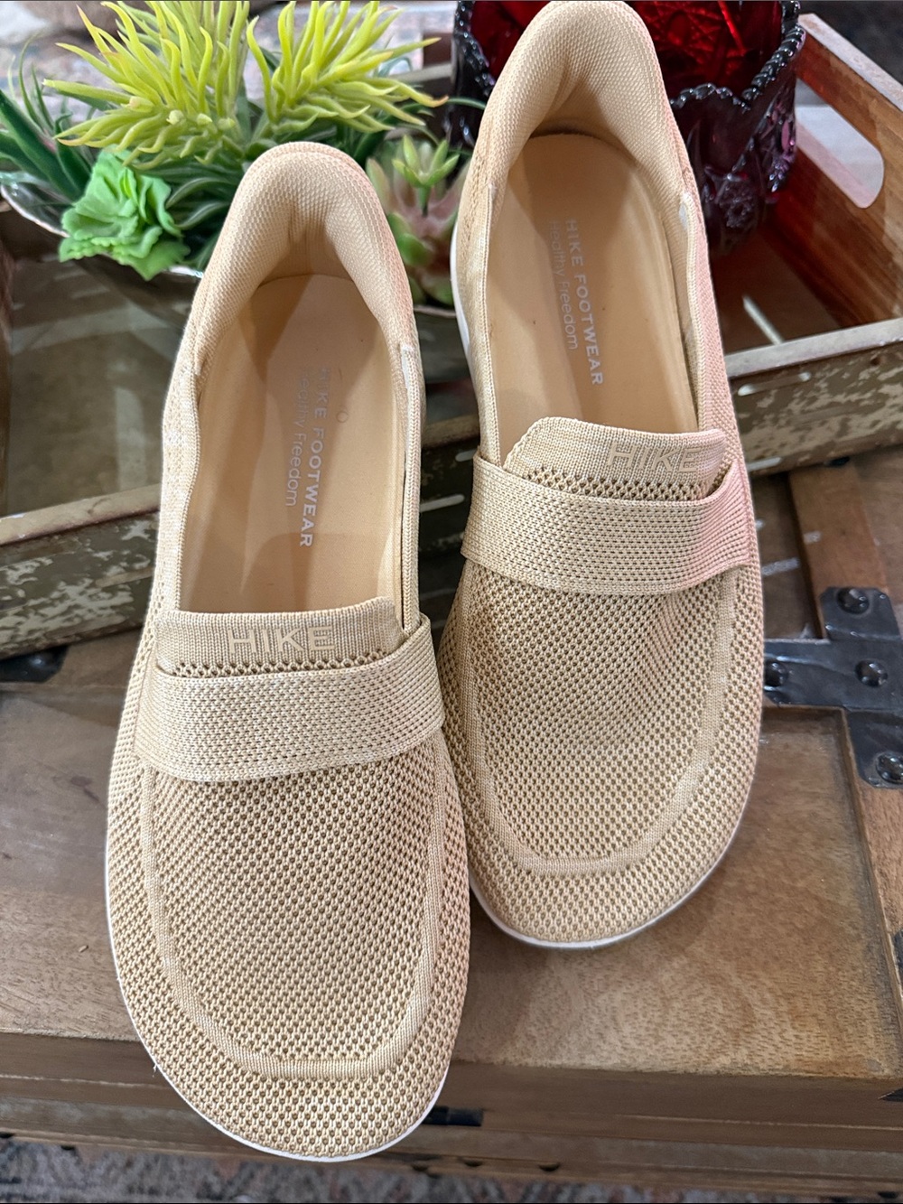 Hike Footwear Women’s Casual Mesh Moccasins in Beige
